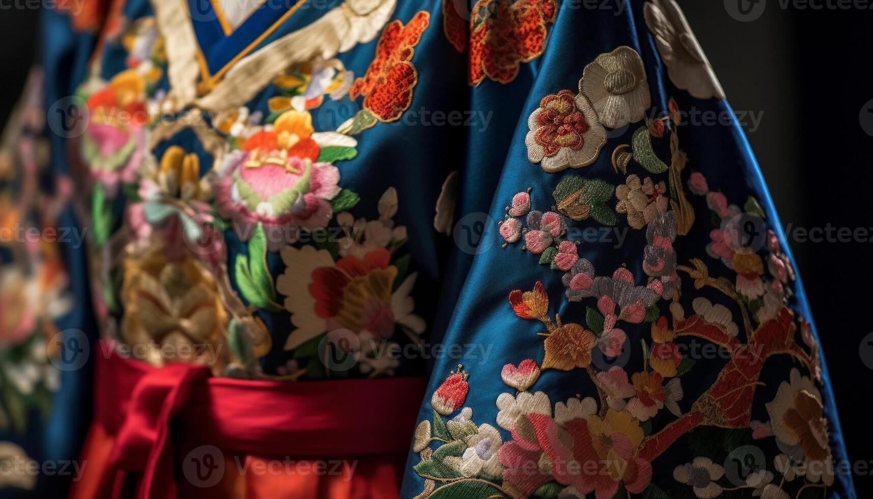 colorida tradicional roupas, bordado, e floral padrões gerado de ai foto