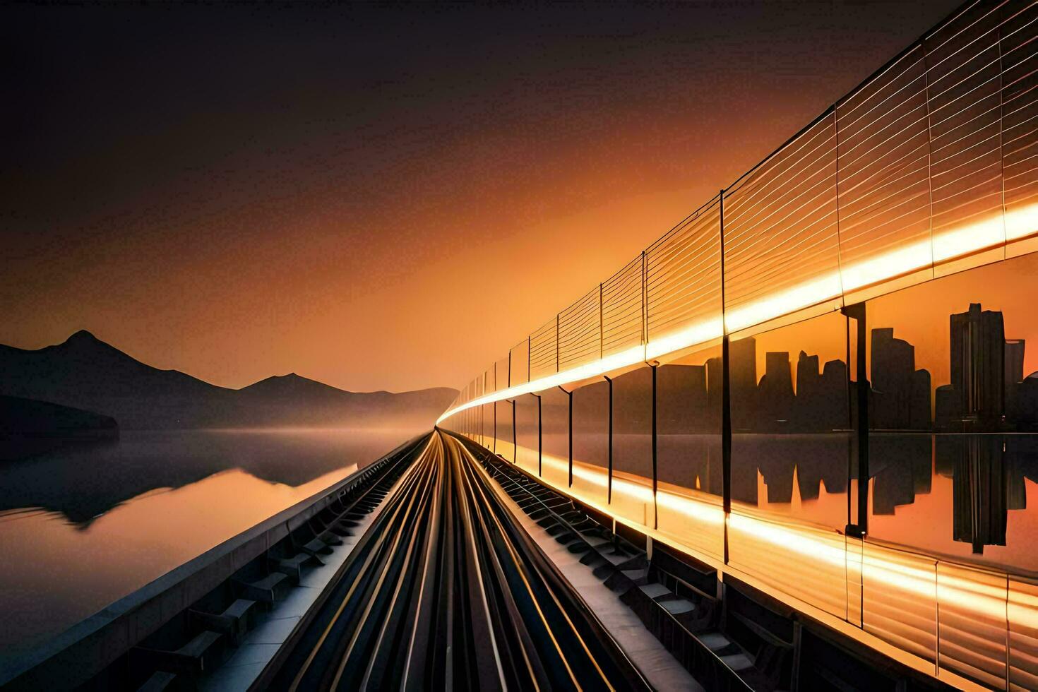 uma grandes ponte com uma cidade dentro a fundo. gerado por IA foto