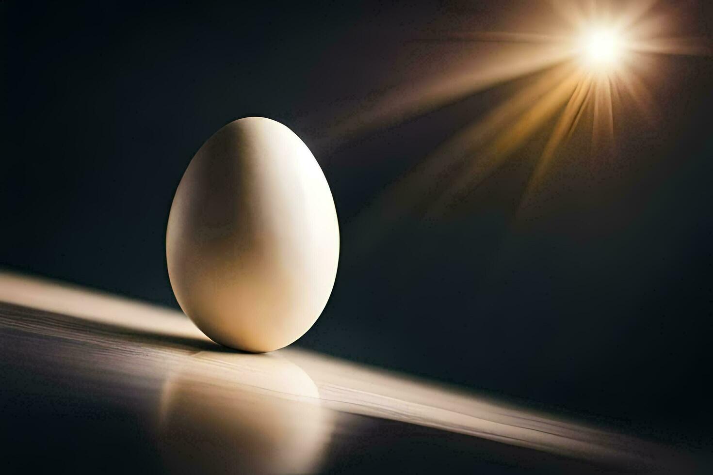 a ovo em uma mesa com uma brilhante luz atrás isto. gerado por IA foto