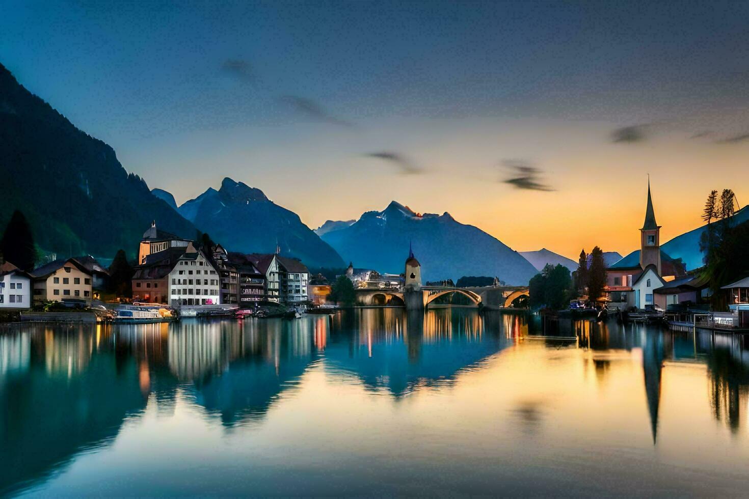 a Cidade do Hallstatt, Suíça. gerado por IA foto