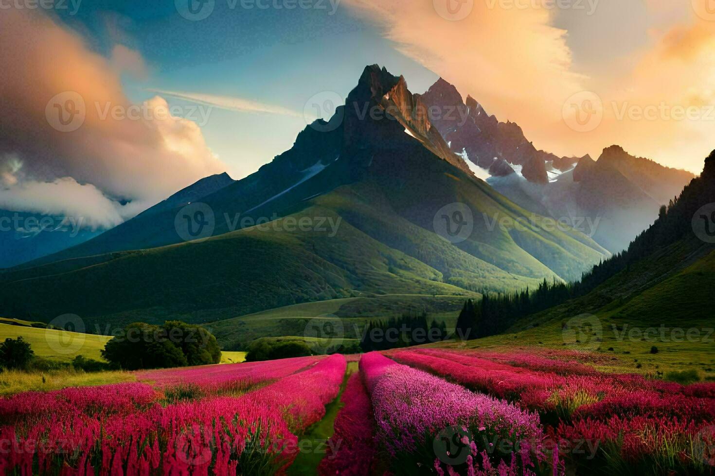 a flores do a montanhas. gerado por IA foto