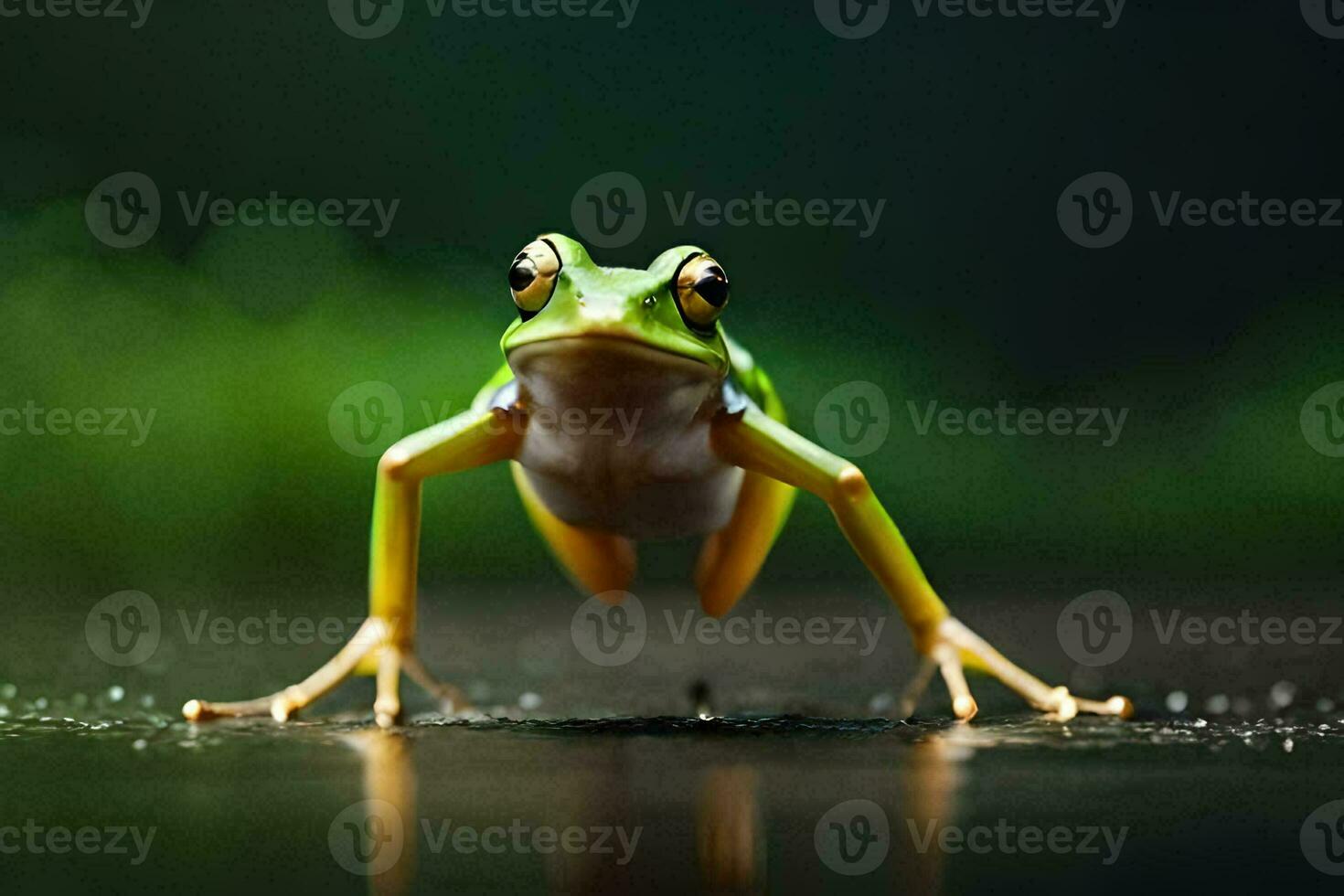 uma rã é em pé em Está traseiro pernas. gerado por IA foto