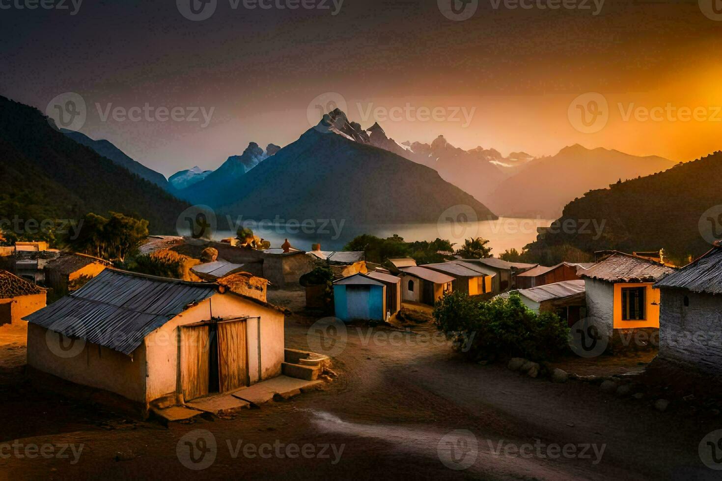 a Vila do pessoa, Peru. gerado por IA foto