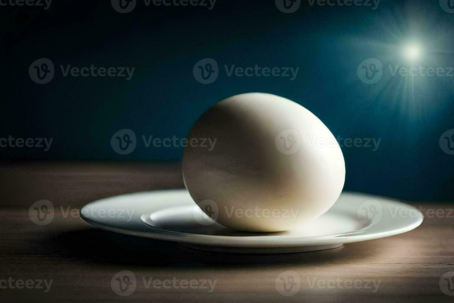 a ovo em uma prato com uma brilhante luz atrás isto. gerado por IA foto