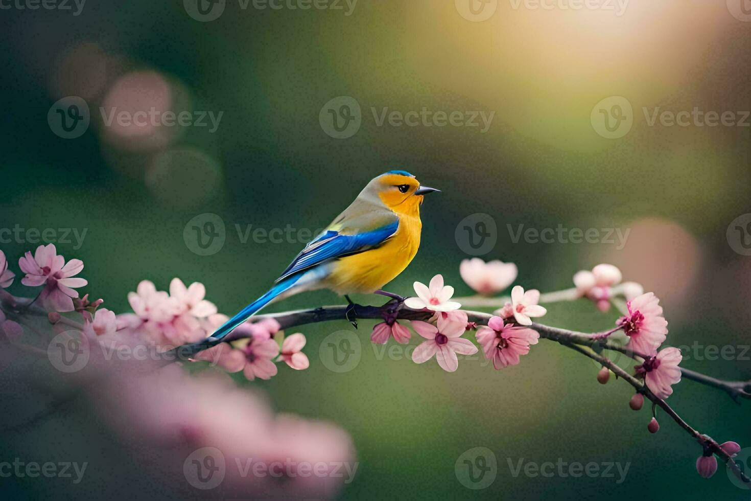 foto papel de parede pássaro, a sol, flores, a árvore, a pássaro, a pássaro, o. gerado por IA