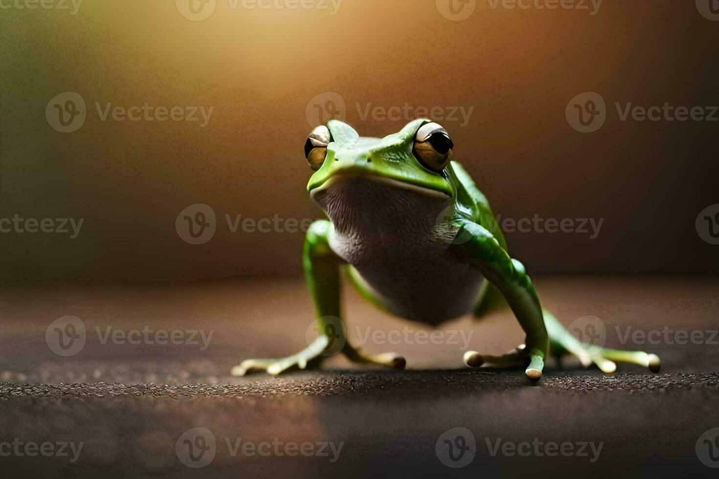 uma rã é em pé em Está traseiro pernas. gerado por IA foto