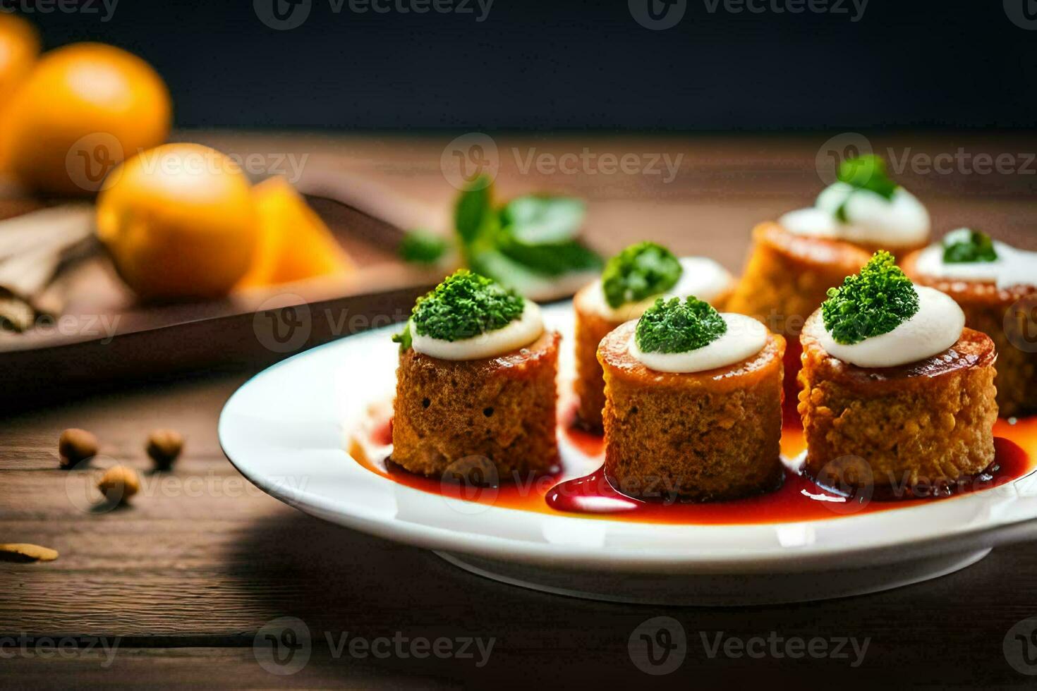 uma prato do Comida com alguns Comida em isto. gerado por IA foto