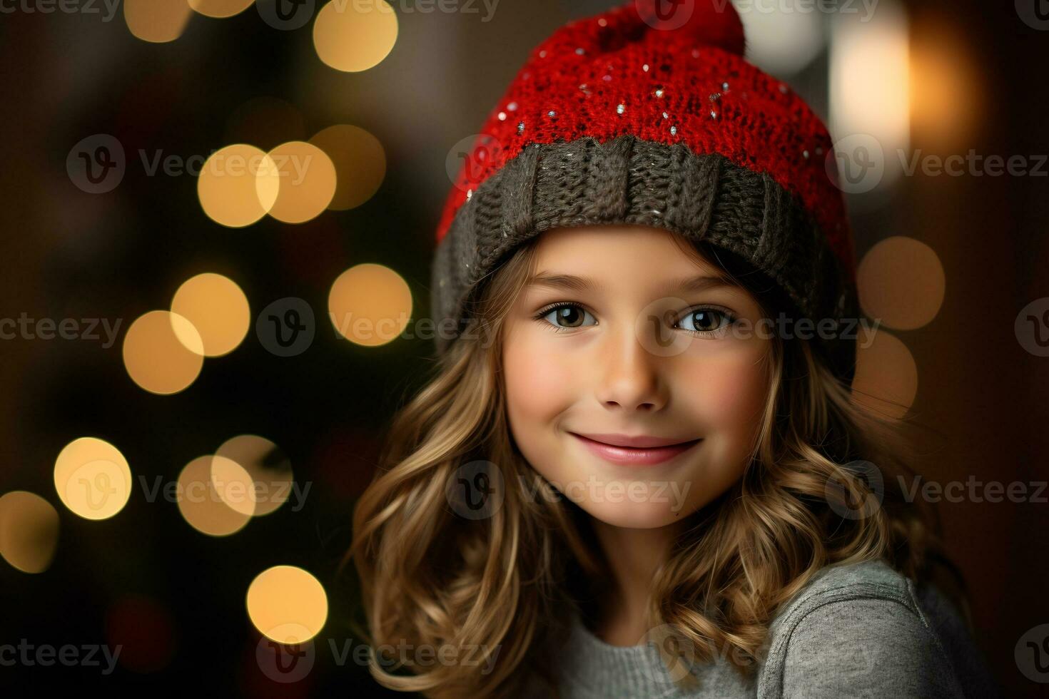 alegre menina desfrutando Natal celebração dentro inverno vestuário ai generativo foto