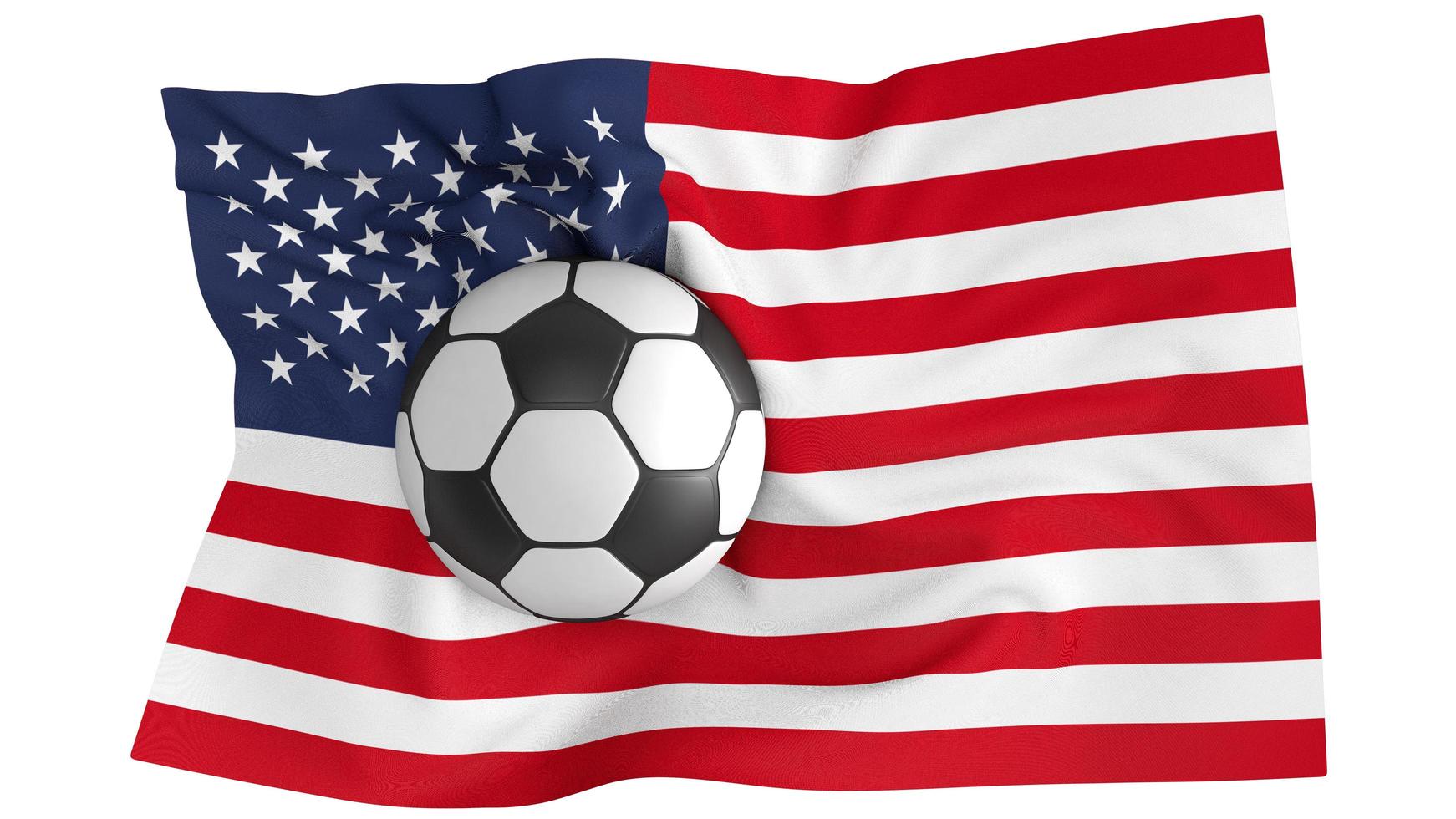bandeira mundial com bola de futebol foto