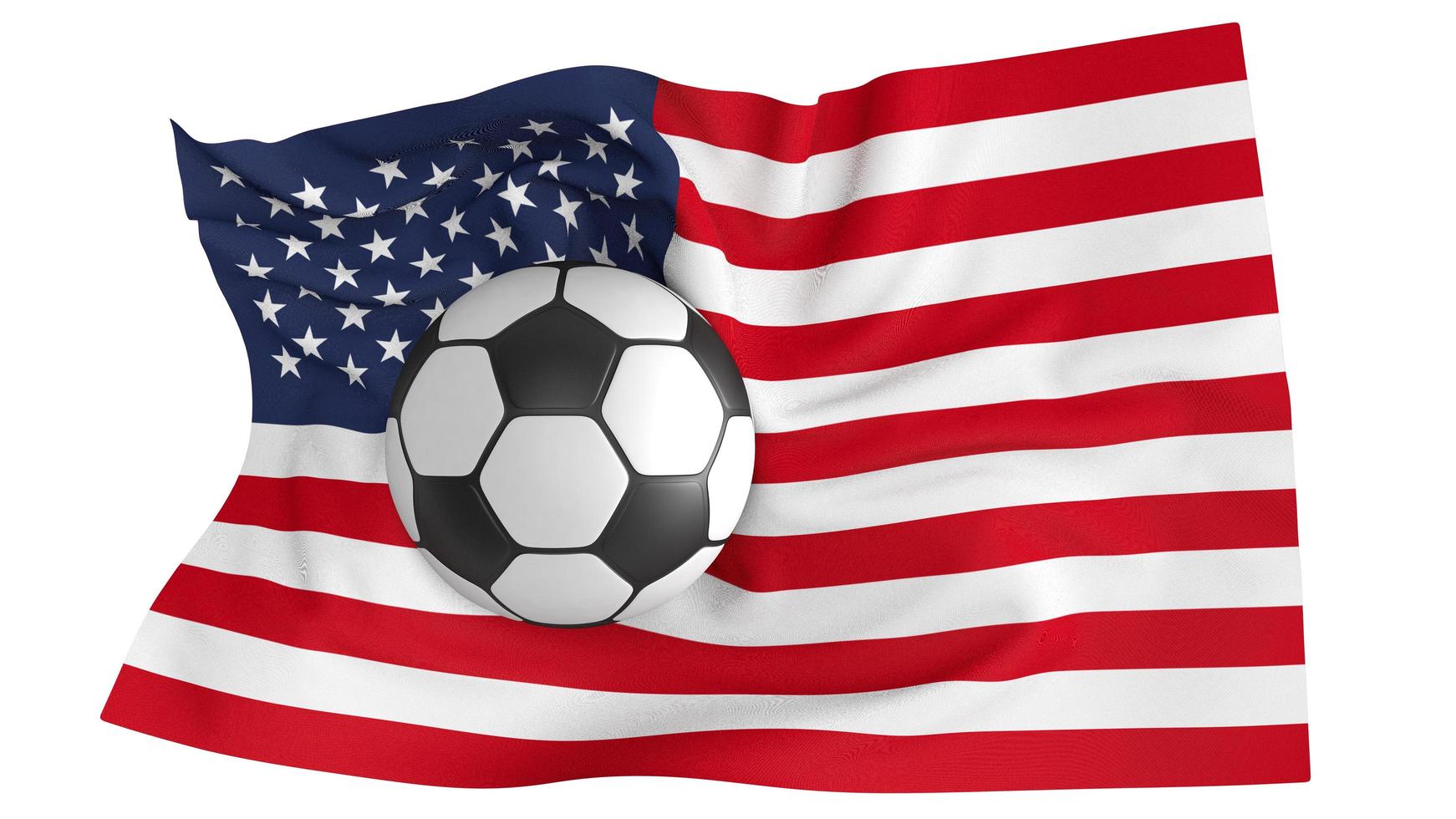 bandeira mundial com bola de futebol foto