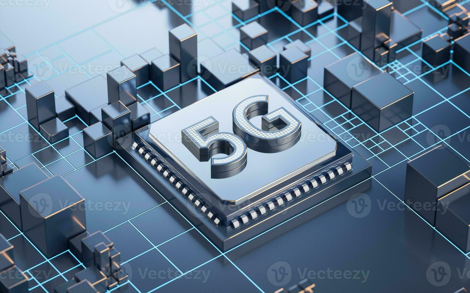 5g conceito e tecnologia fundo, 3d Renderização. foto