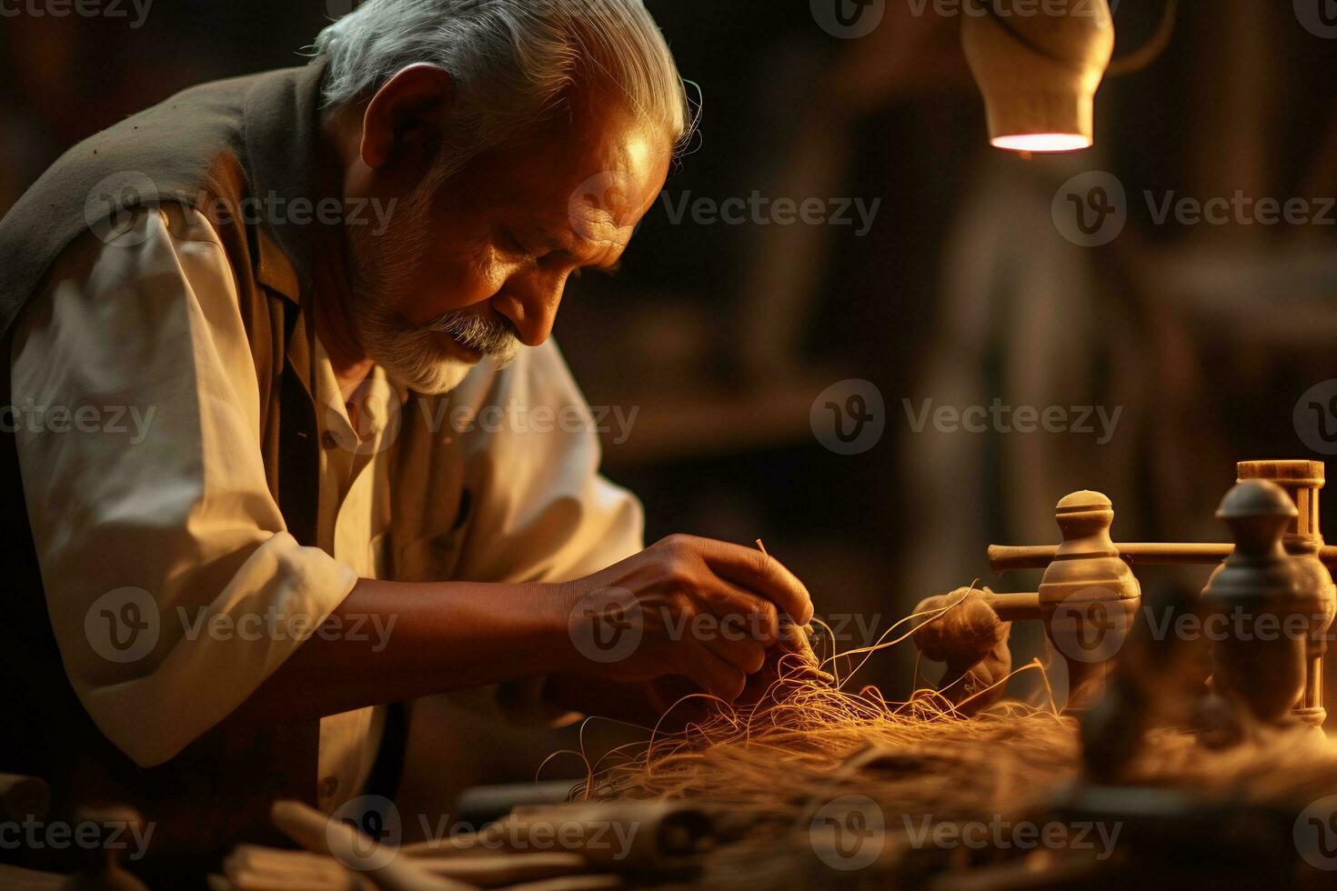 talentoso tradicional artesãos estão fazer artesanato ai generativo foto