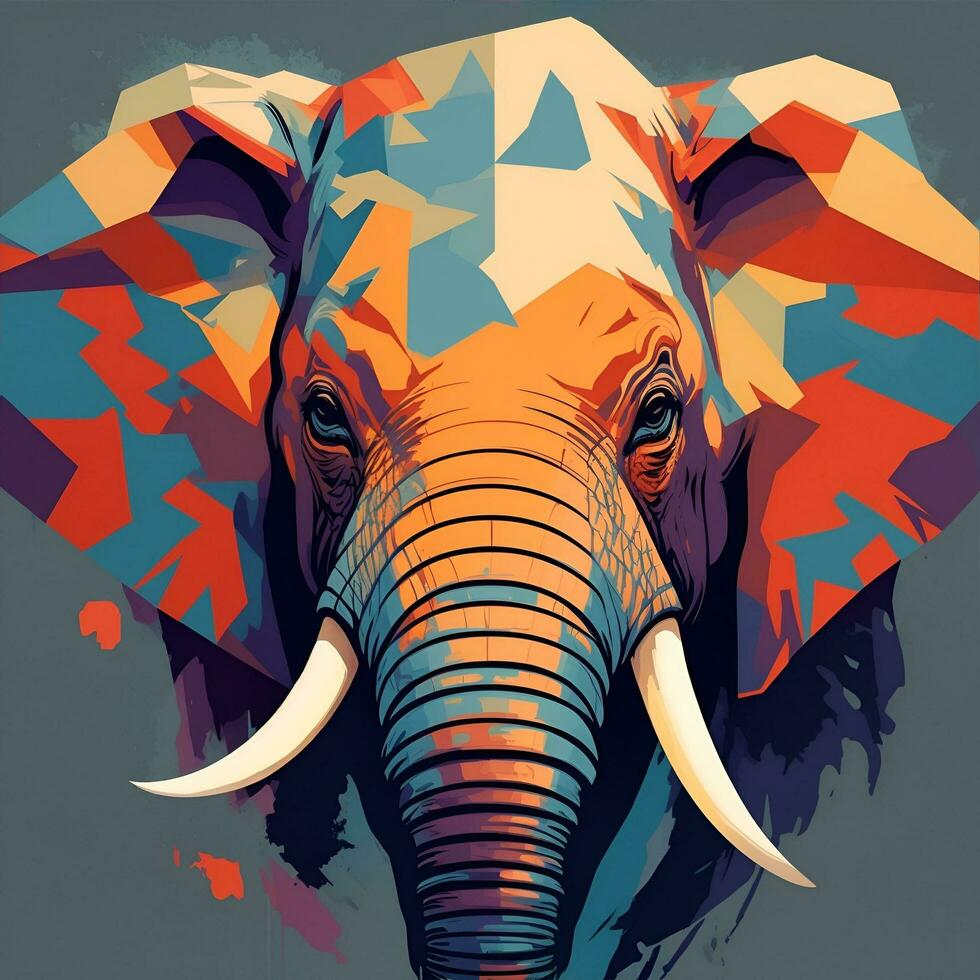 adulto elefante desenhado usando wpap arte estilo, pop arte foto