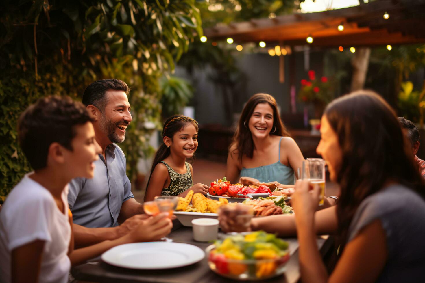 vibrante família cena honrando hispânico herança - ai gerado foto