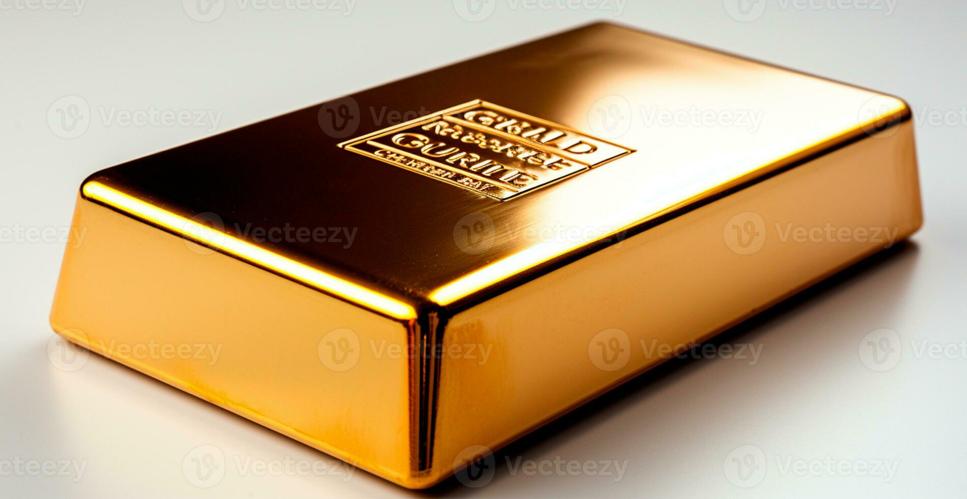 brilhante ouro Barra a partir de acima isolado em branco fundo - ai gerado imagem foto