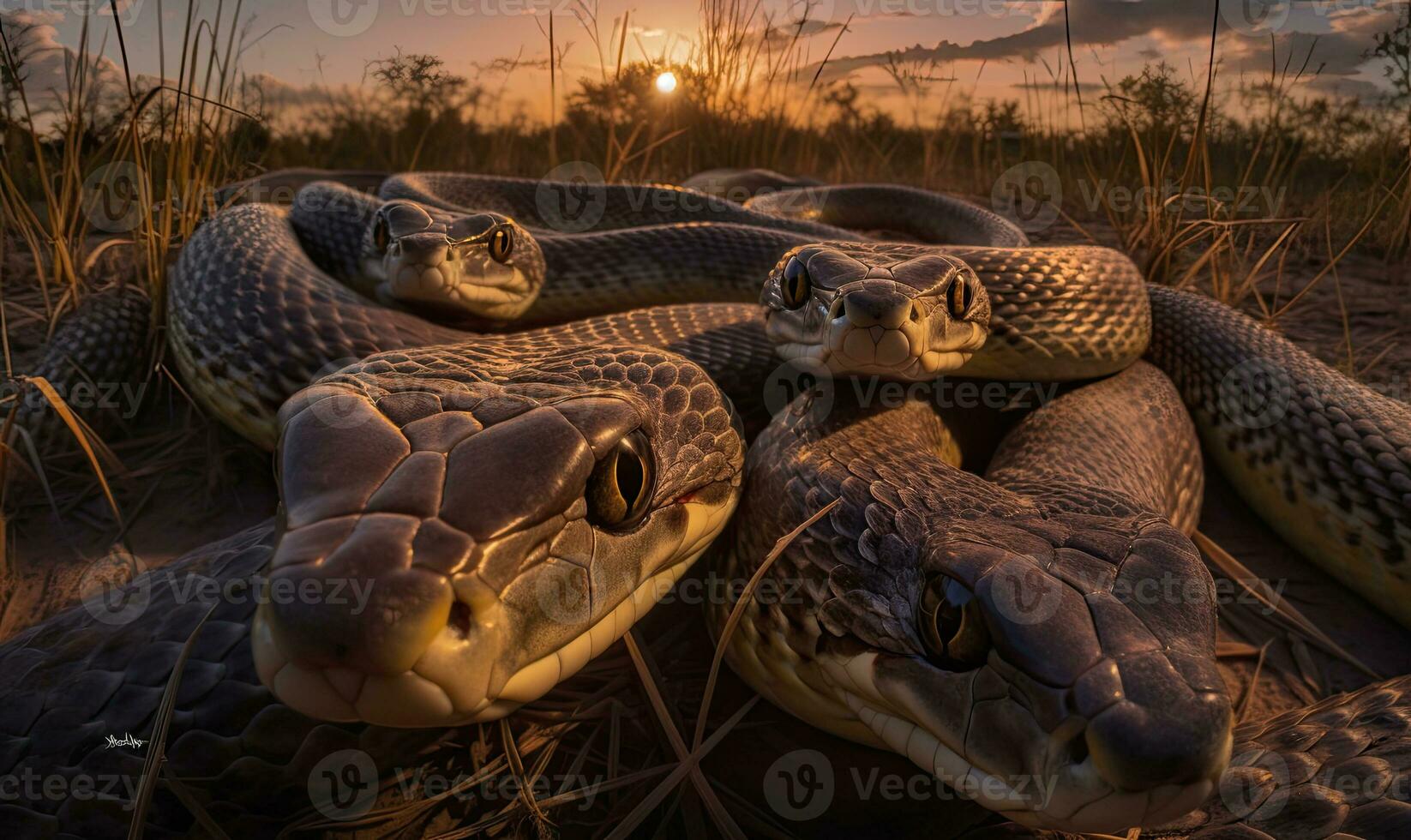 serpentina selfie serpente captura uma impressionante pose com Está hipnotizante escalas. criando usando generativo ai Ferramentas foto