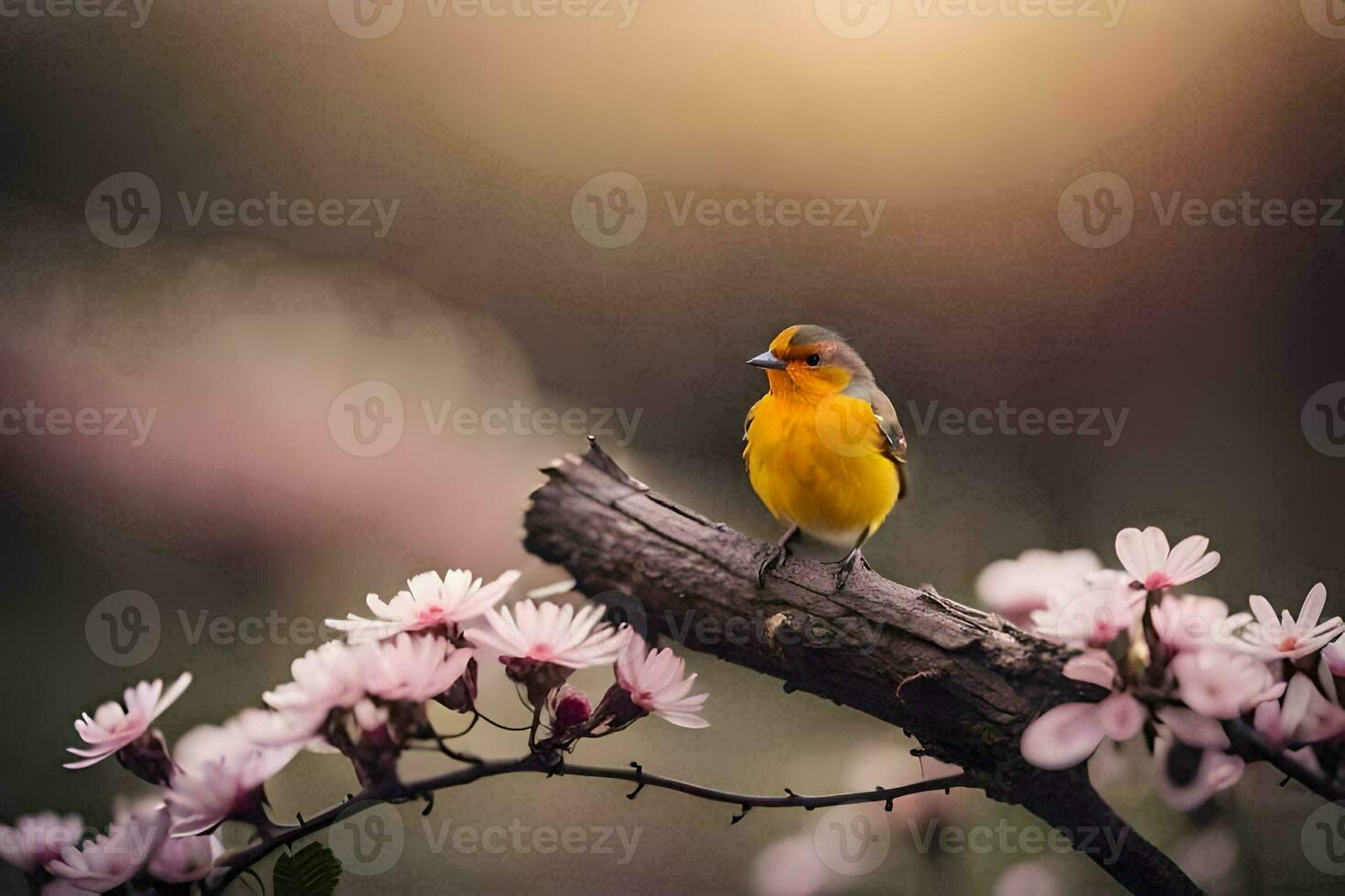 foto papel de parede pássaro, a sol, primavera, flores, a pássaro, a pássaro, a pássaro. gerado por IA