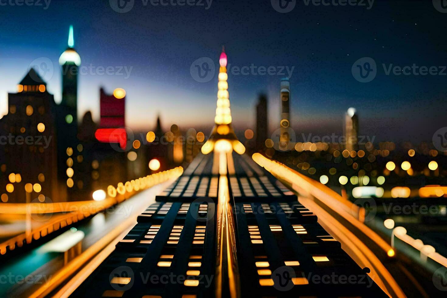 foto papel de parede a cidade, noite, luzes, a eiffel torre, a cidade, o. gerado por IA