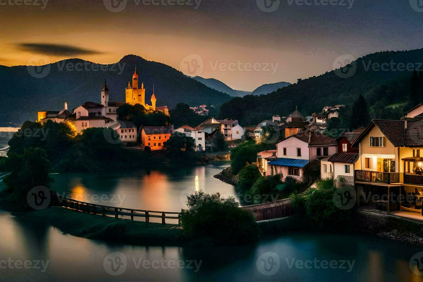 foto papel de parede a céu, água, montanhas, lago, Eslovénia, Europa, euro. gerado por IA