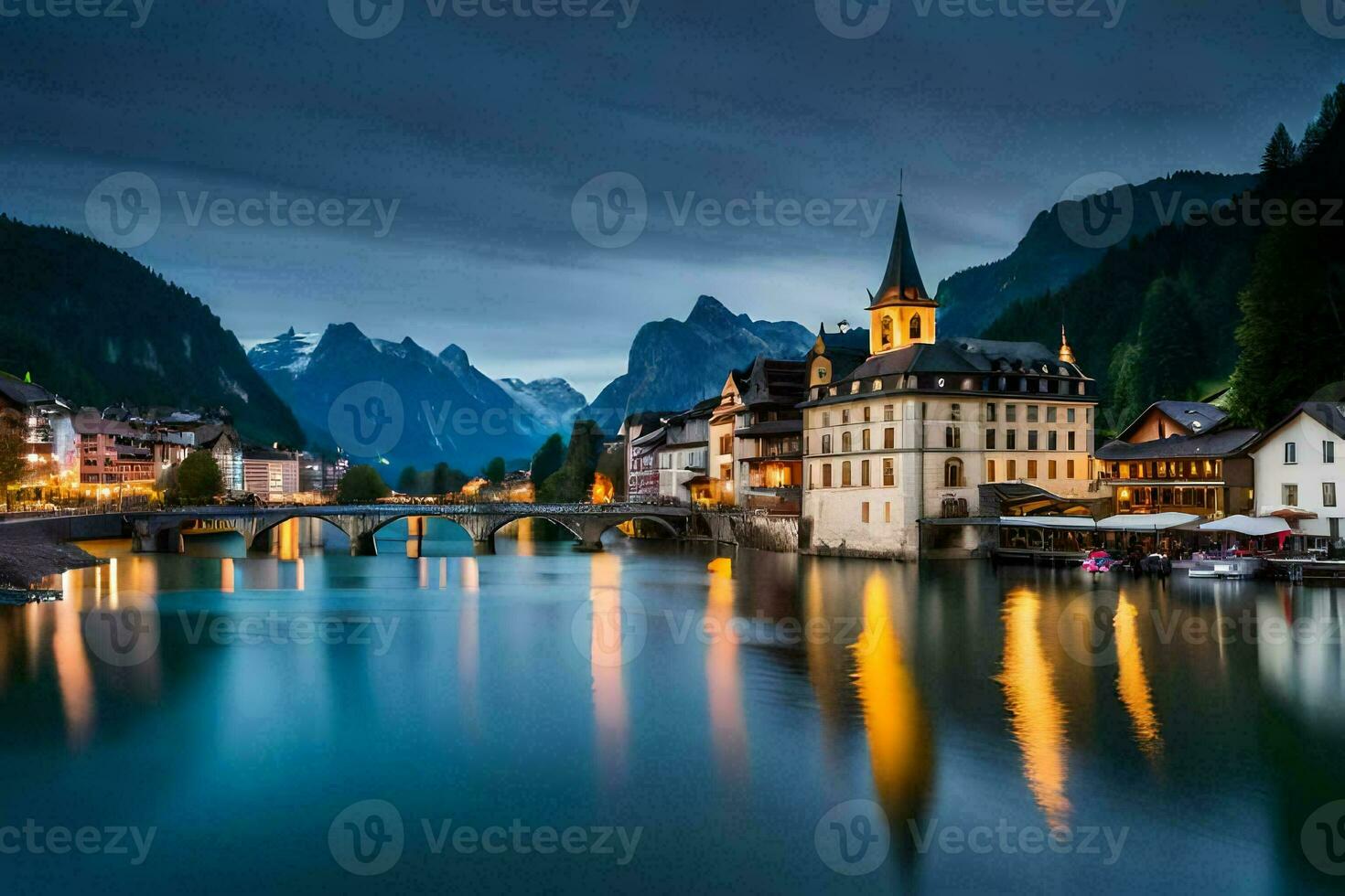 a Cidade do Altenburg dentro a suíço Alpes. gerado por IA foto