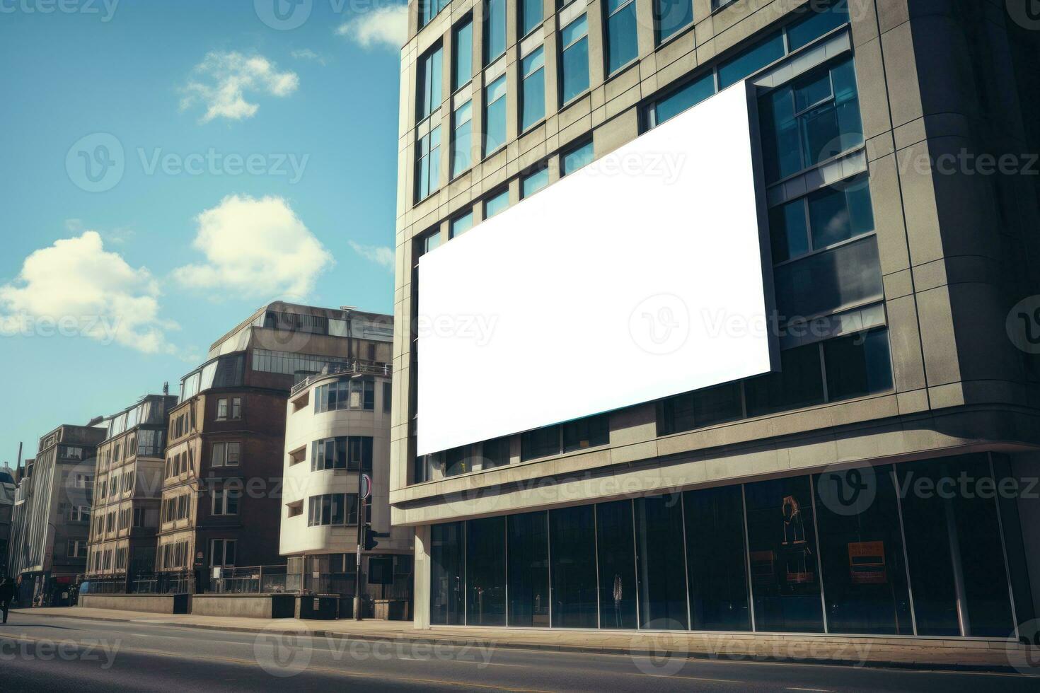 uma ampla Painel publicitário dentro a meio do a cidade. generaivr ai foto