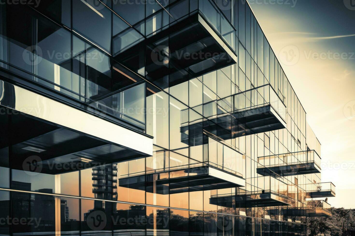 moderno arquitetura construção vidro duotônico fundo. generativo ai foto