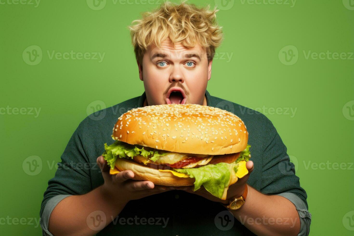 comendo uma Hamburger do internacional pessoas. generativo ai foto