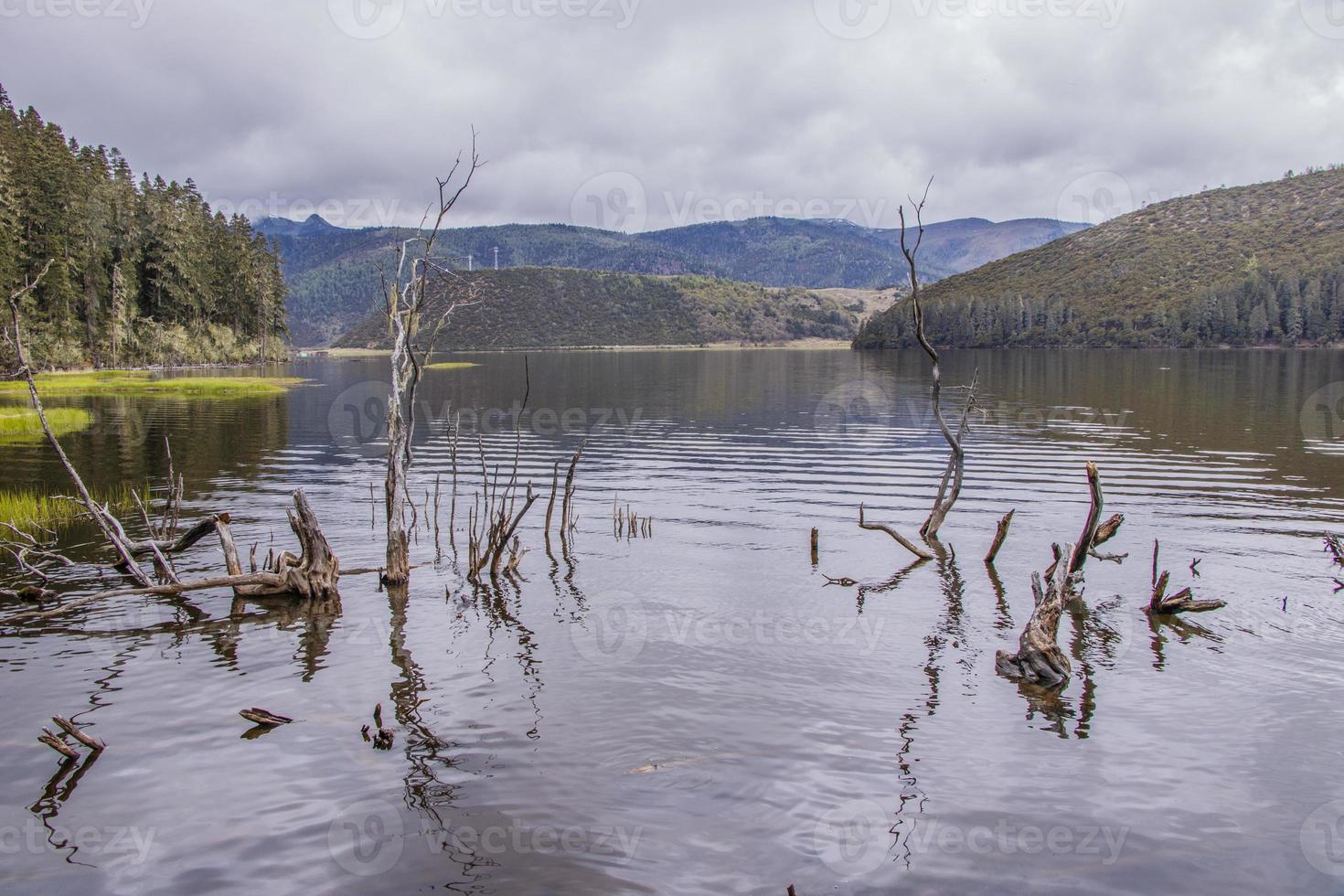 lago no parque nacional de pudacuo em shangri la, província de yunnan, china foto