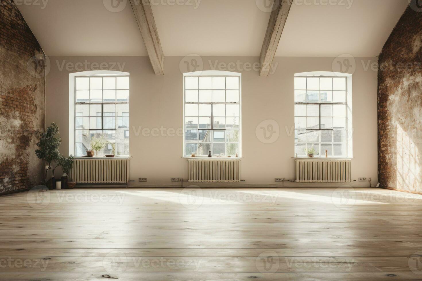 interior esvaziar branco loft apartamento com grunge olhar. generativo ai foto