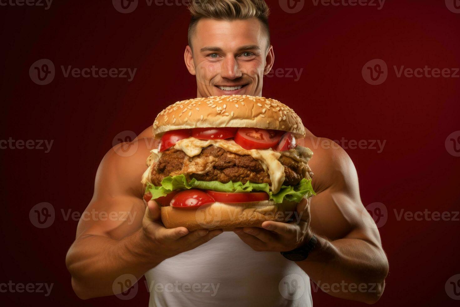 comendo uma Hamburger do internacional pessoas. generativo ai foto