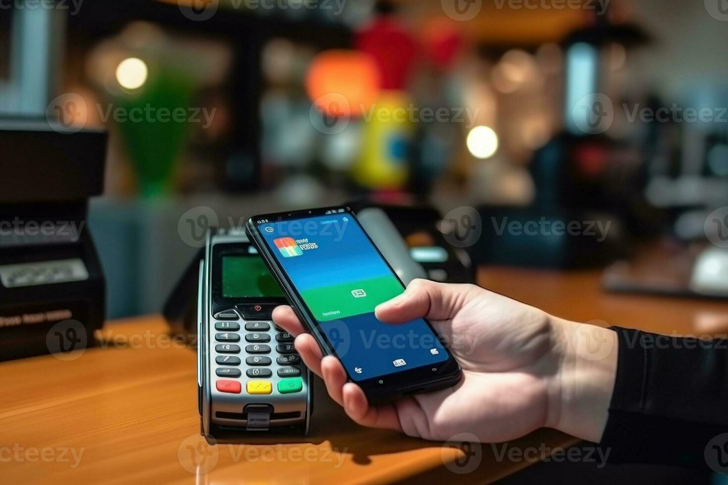 Móvel Forma de pagamento através da Smartphone. generativo ai foto