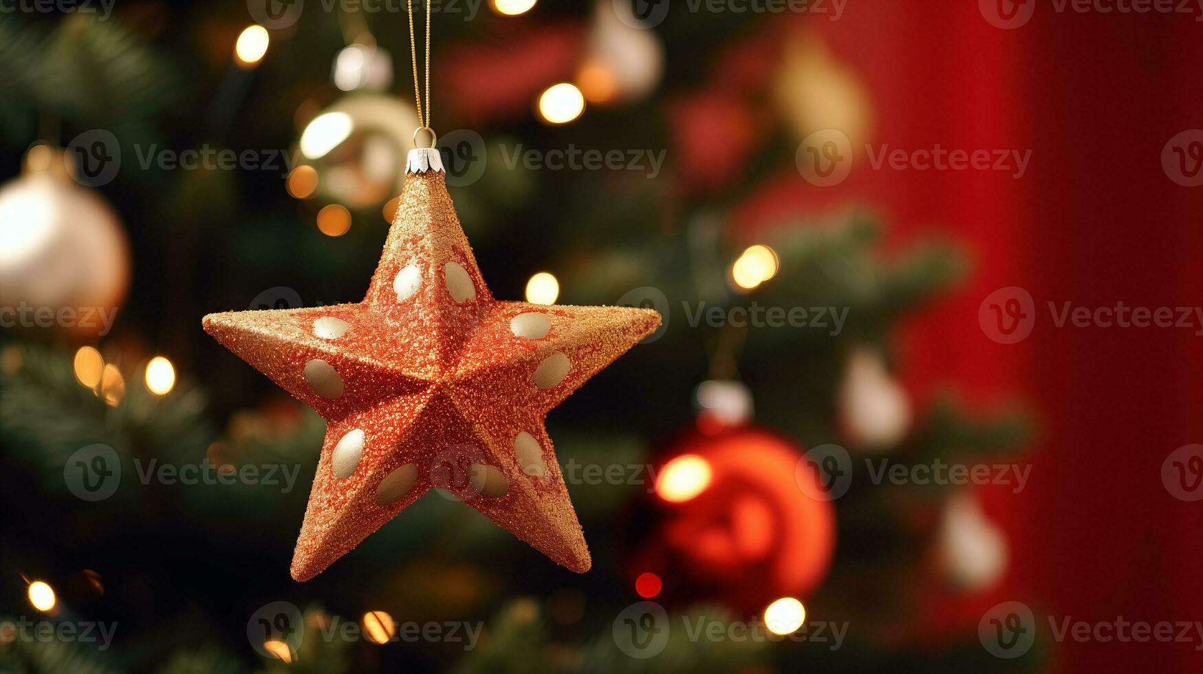 estrelas decoração para Natal ou Novo ano, bokeh fundo ai gerado. foto