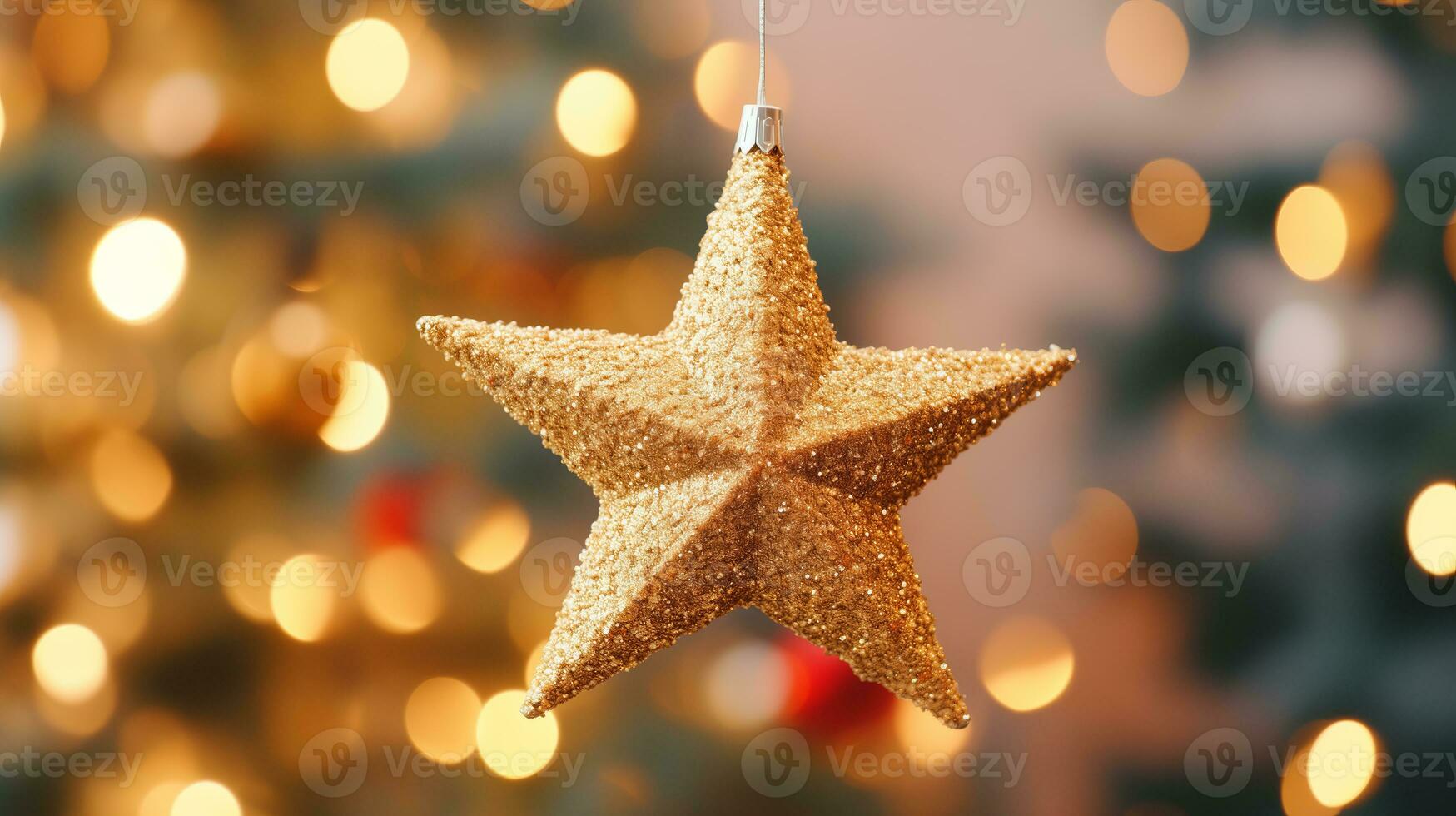 estrelas decoração para Natal ou Novo ano, bokeh fundo ai gerado. foto