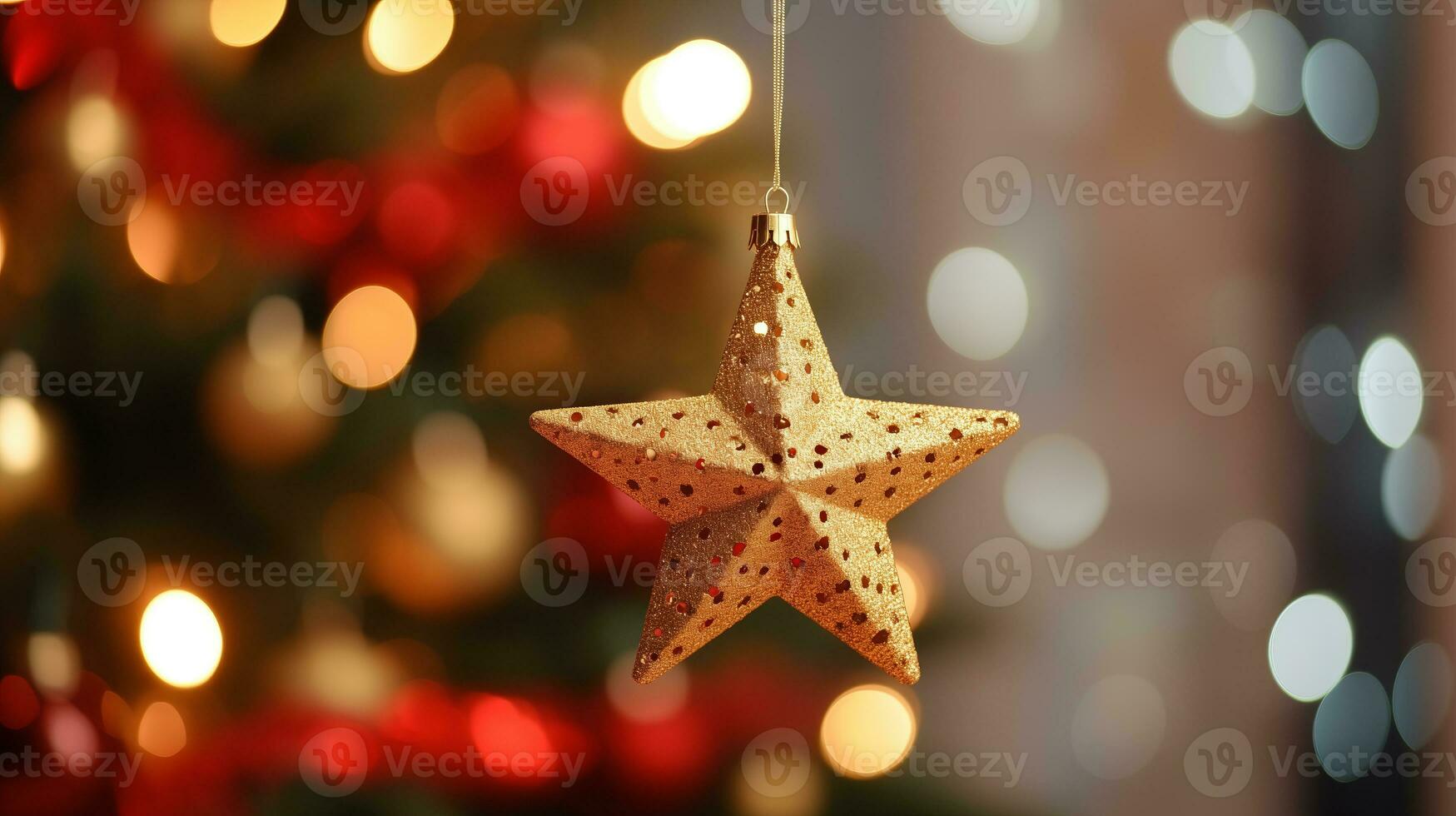 estrelas decoração para Natal ou Novo ano, bokeh fundo. ai gerado. foto