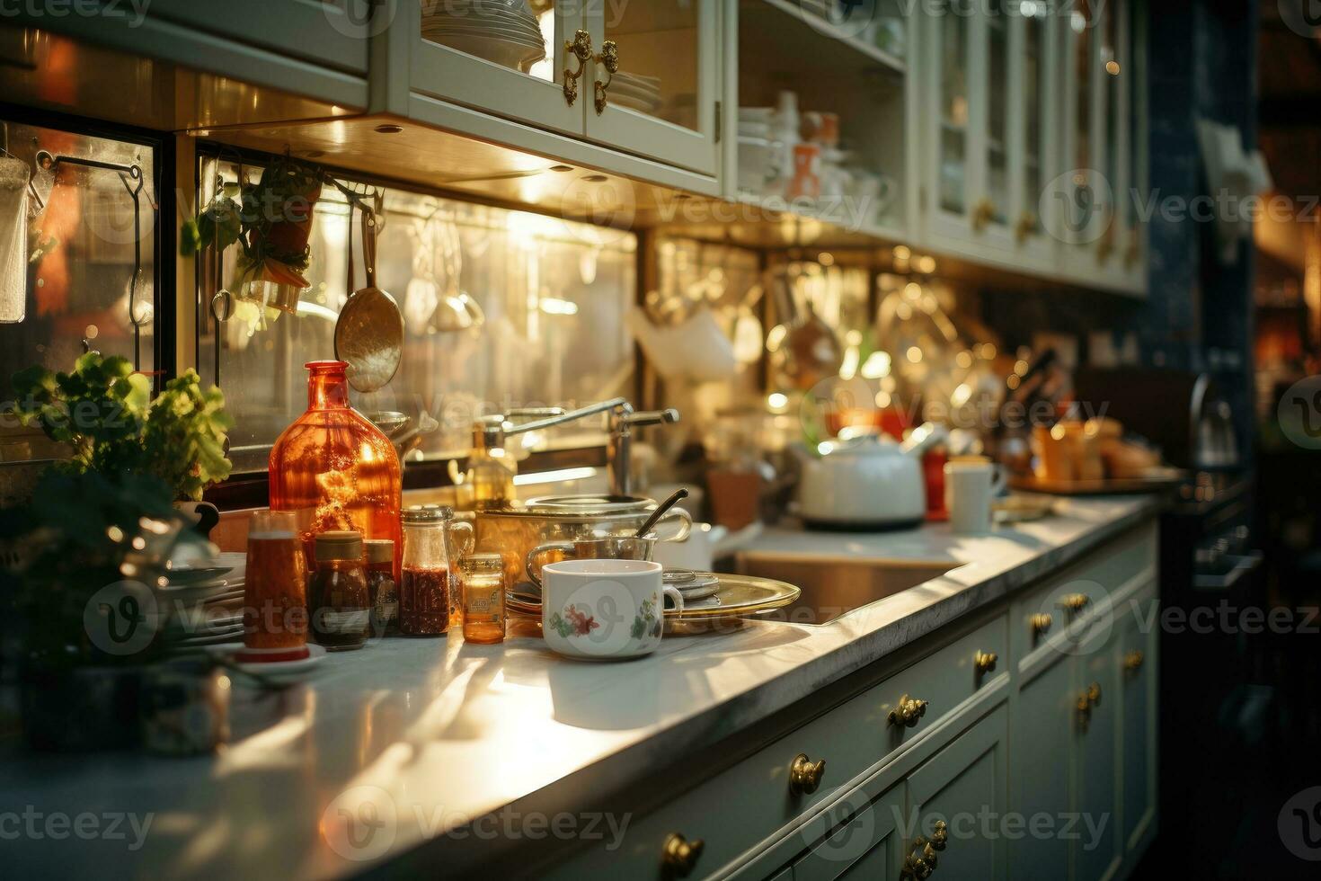 pacífico situação do a tarde dentro a cozinha ai gerado foto