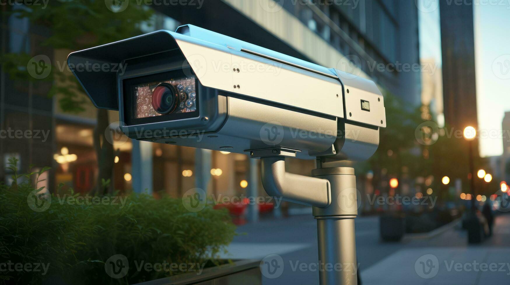 a Função do vigilância máquinas fotográficas dentro público quadrado segurança. vigilância máquinas fotográficas Como sentinelas do segurança. generativo ai foto