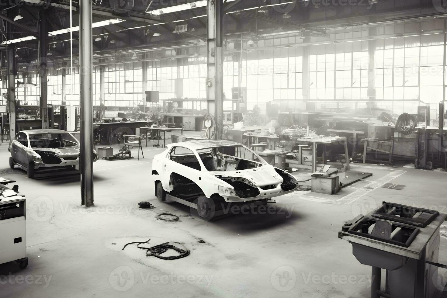 carro serviço Centro auto reparar corpo pintura oficina. neural rede ai gerado foto