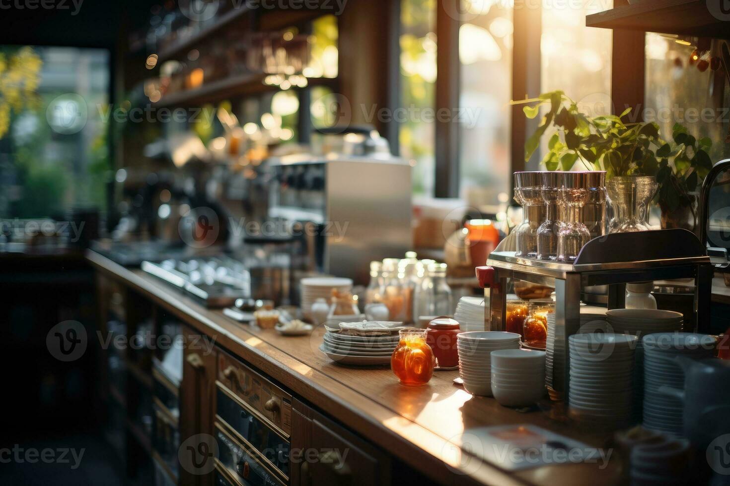 acolhedor manhã situação dentro a cozinha ai gerado foto