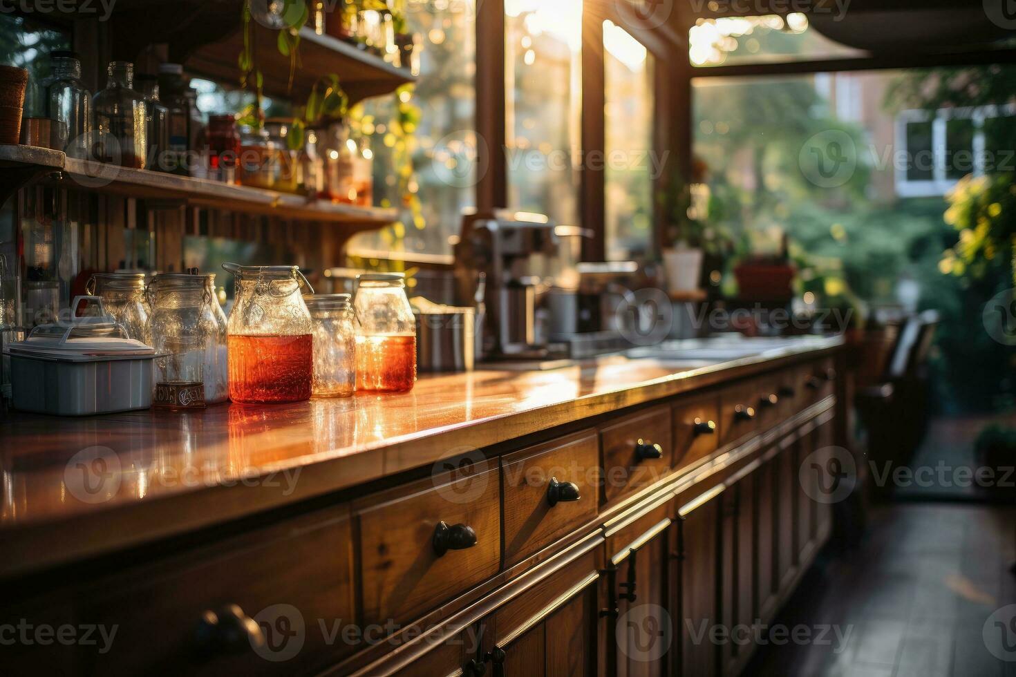 acolhedor tarde situação dentro a cozinha ai gerado foto