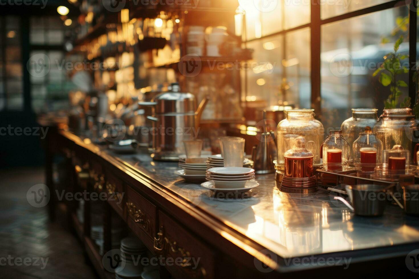 acolhedor tarde situação dentro a cozinha ai gerado foto