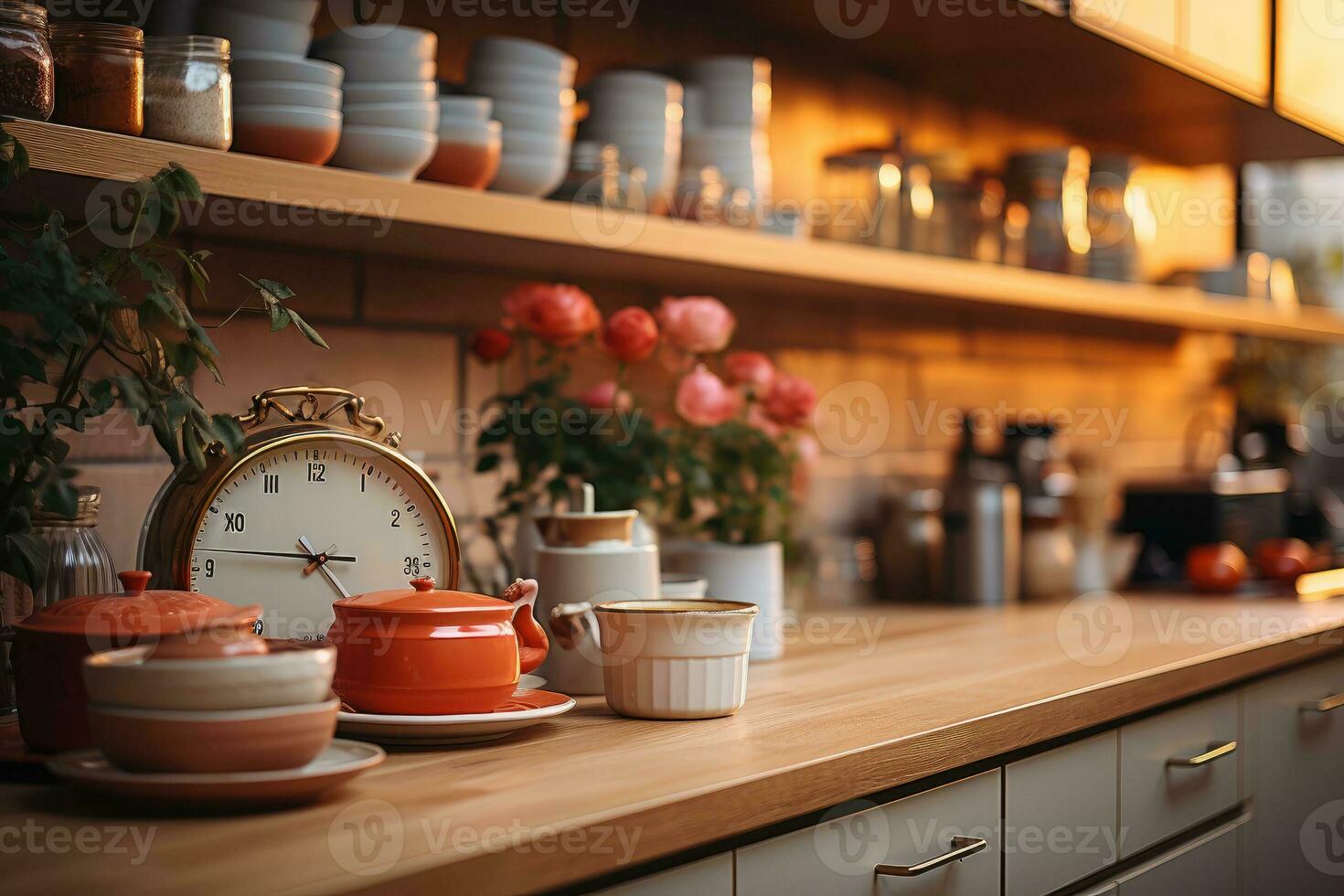 acolhedor tarde situação dentro a cozinha ai gerado foto