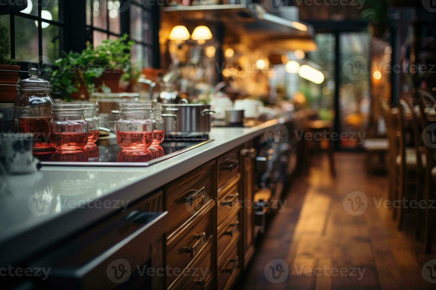 acolhedor tarde situação dentro a cozinha ai gerado foto