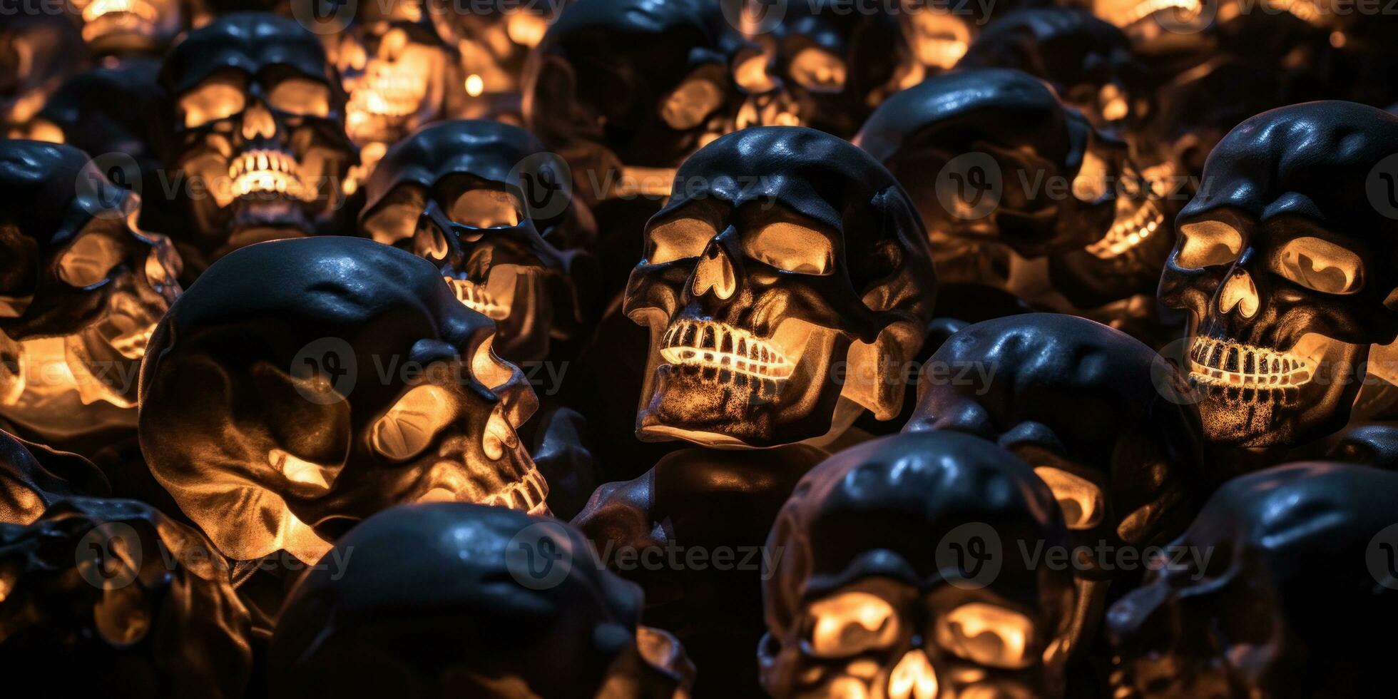 arrepiante coleção do iluminado crânios para dia das Bruxas. ai generativo foto