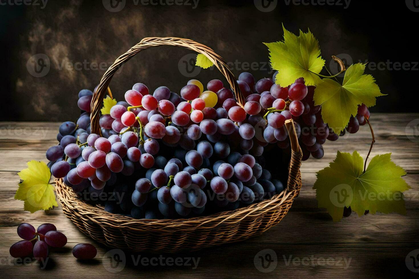 uvas, a fruta, a escuro, a Sombrio hd papel de parede. gerado por IA foto