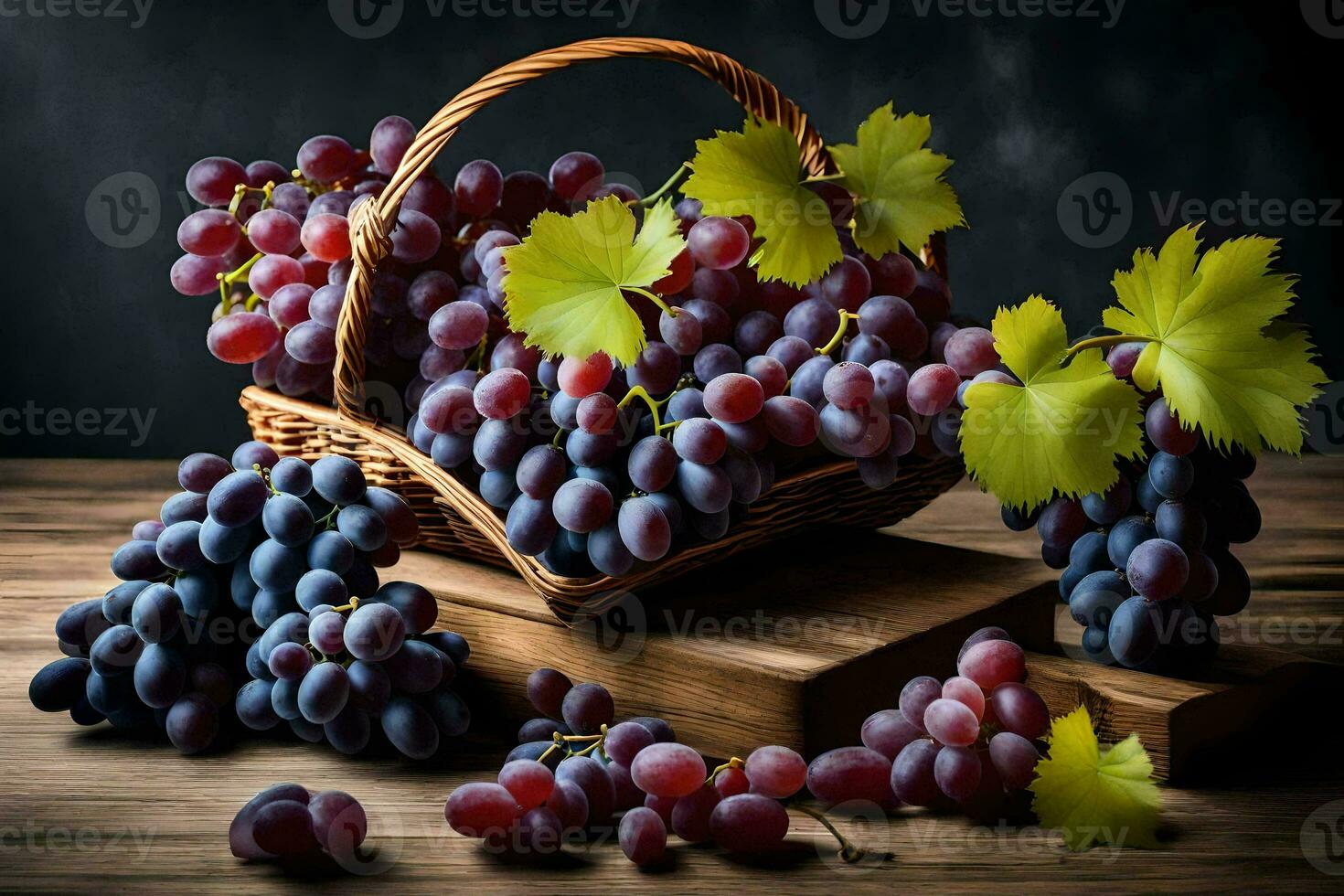 foto papel de parede fruta, a escuro, uvas, a escuro, uvas, a escuro, uvas,. gerado por IA