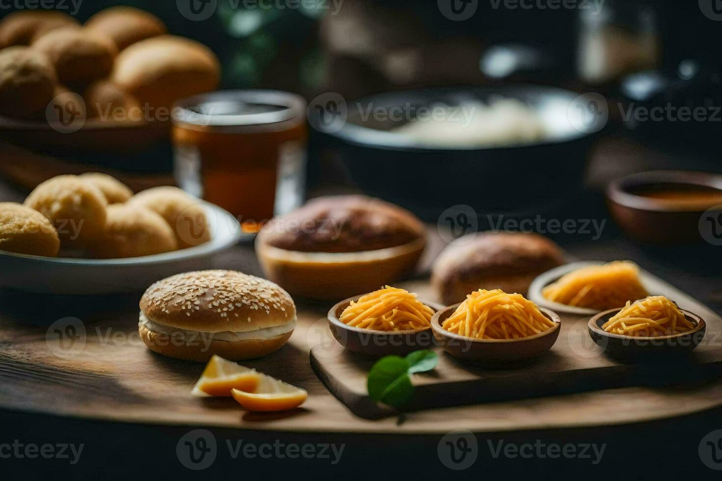 vários tipos do Comida em uma mesa. gerado por IA foto