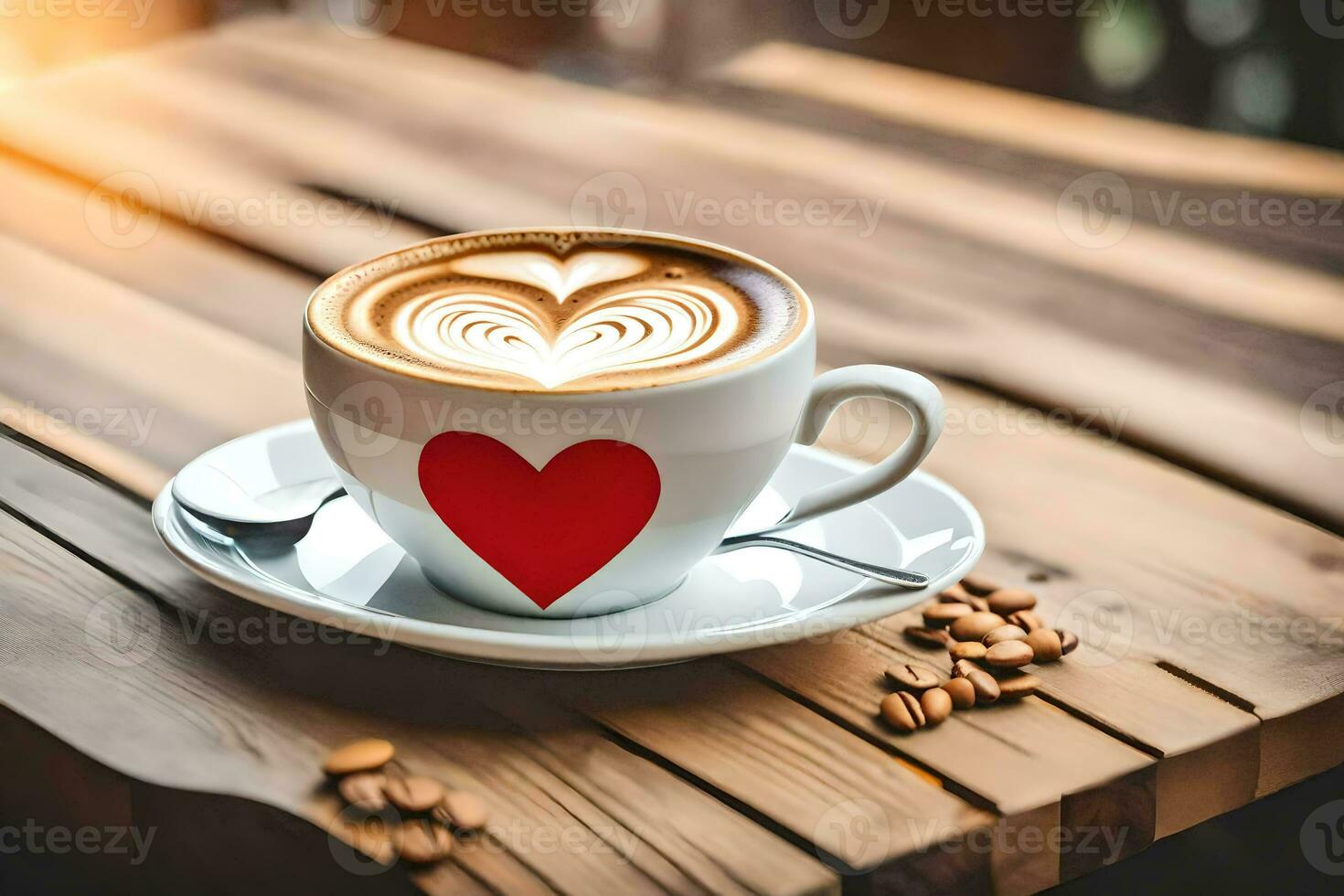 uma copo do café com uma coração. gerado por IA foto