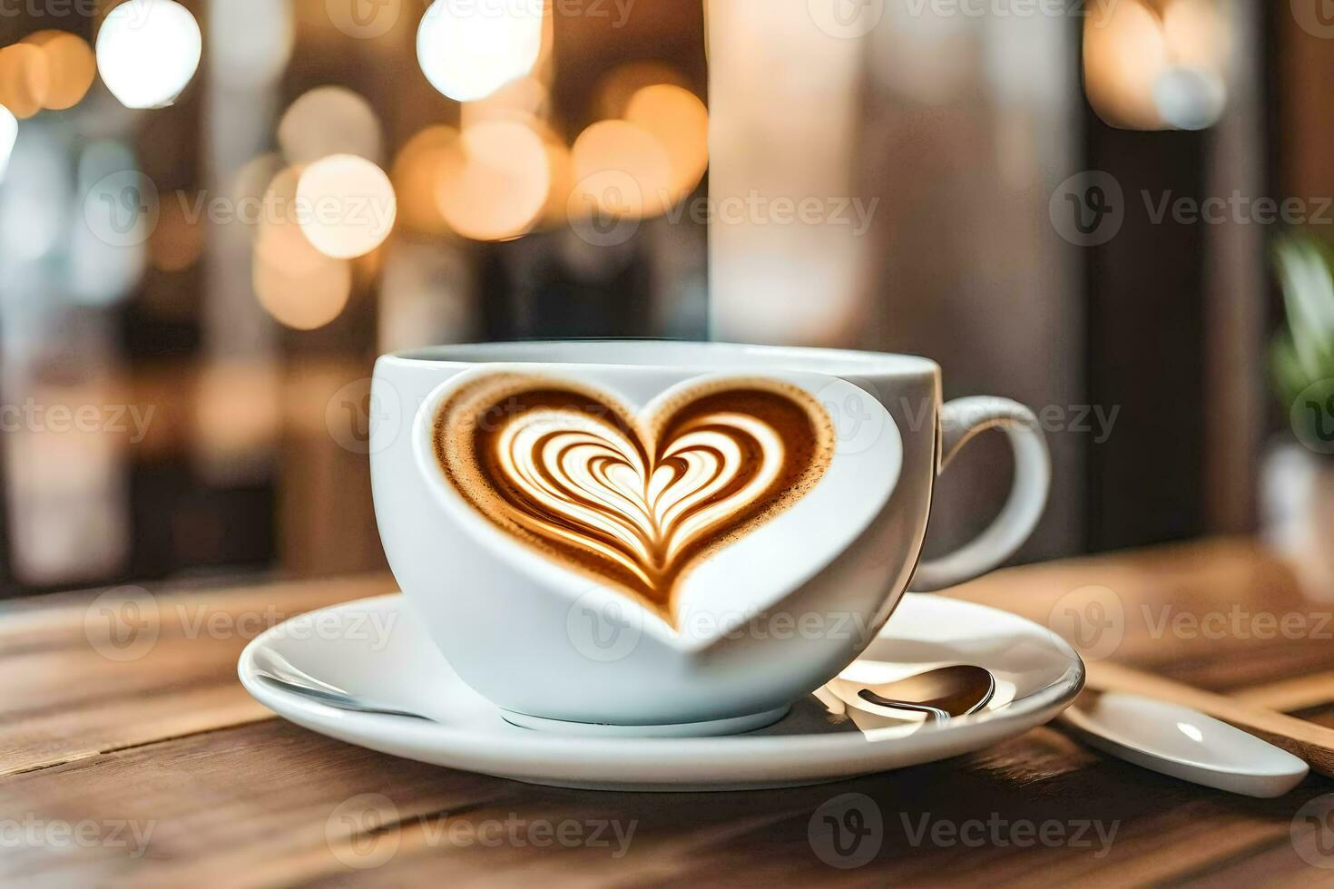 uma coração em forma café com leite dentro uma copo. gerado por IA foto