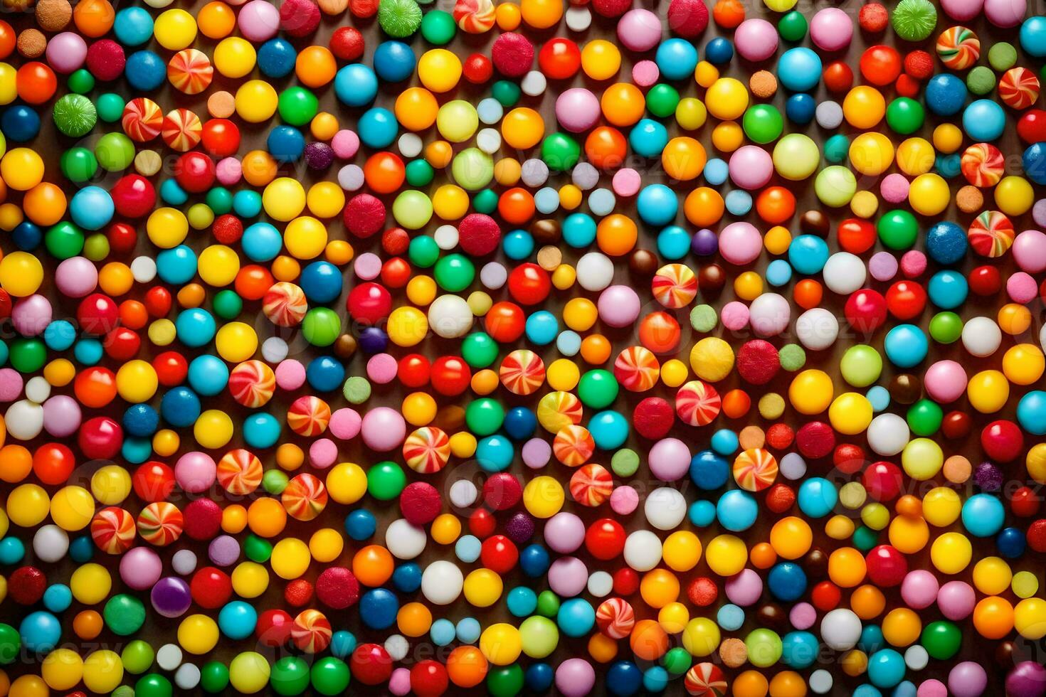 colorida doce bolas em uma Preto fundo. gerado por IA foto