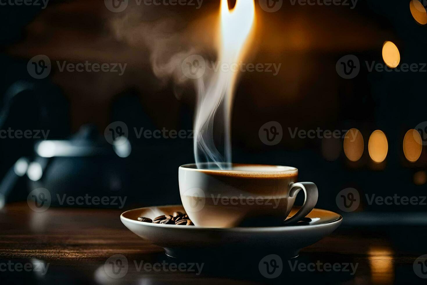 uma copo do café com uma cheio de vapor fumaça. gerado por IA foto